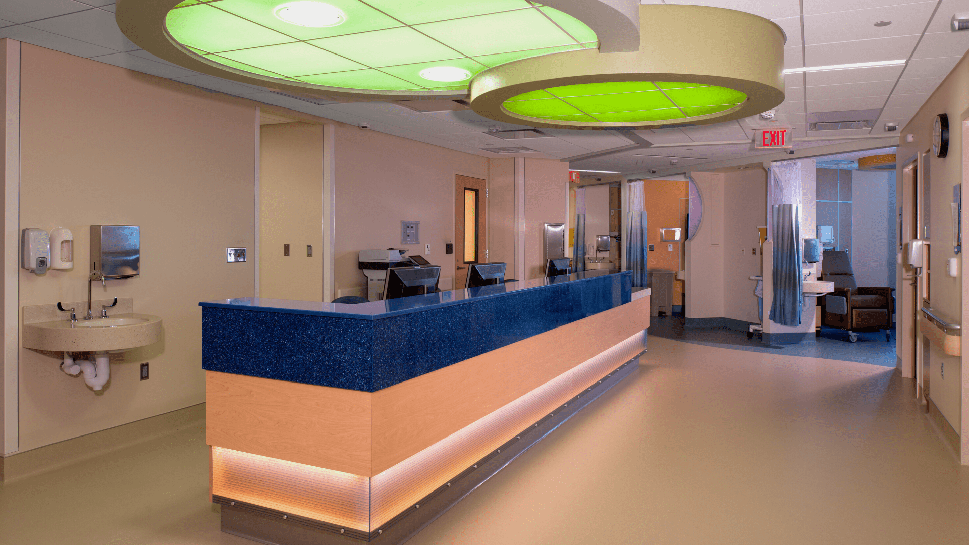 well lit hospital entryway