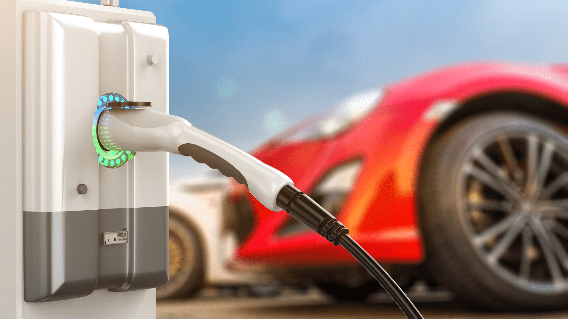 EV Charger and Sports Car