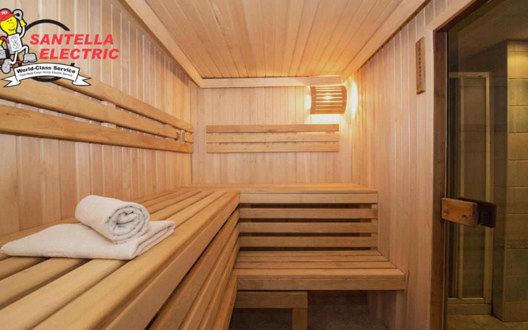 at home sauna and Santella Electric Logo